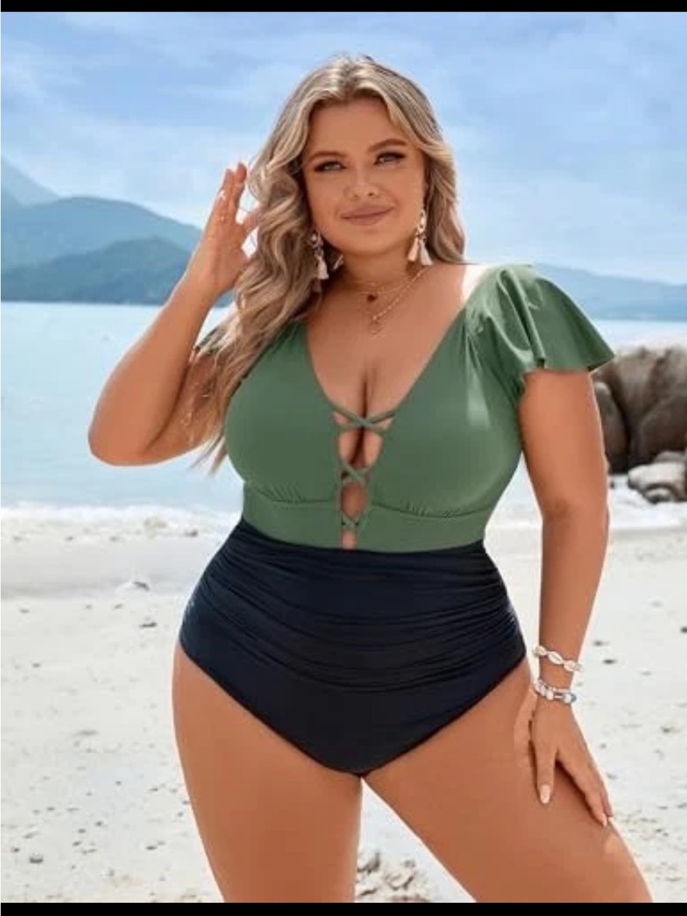 Blooming Jelly NWT Plus Size One Piece Swimsuit Tummy Control 3 XL